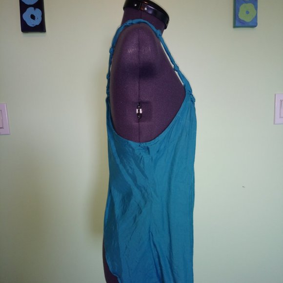Guess Silk-blend Turquoise Teal Open Back tank - Picture 2 of 5